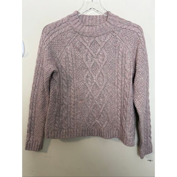 Abercrombie & Fitch Womens Cable Knit Sweater Size Small Blush Pink Fisherman Mo - Picture 1 of 4
